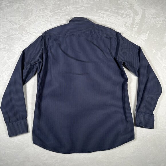 Boss Hugo Boss Shirt Men Size M Blue Stripes Long Sleeve 100% Cotton Button Down - Picture 8 of 8
